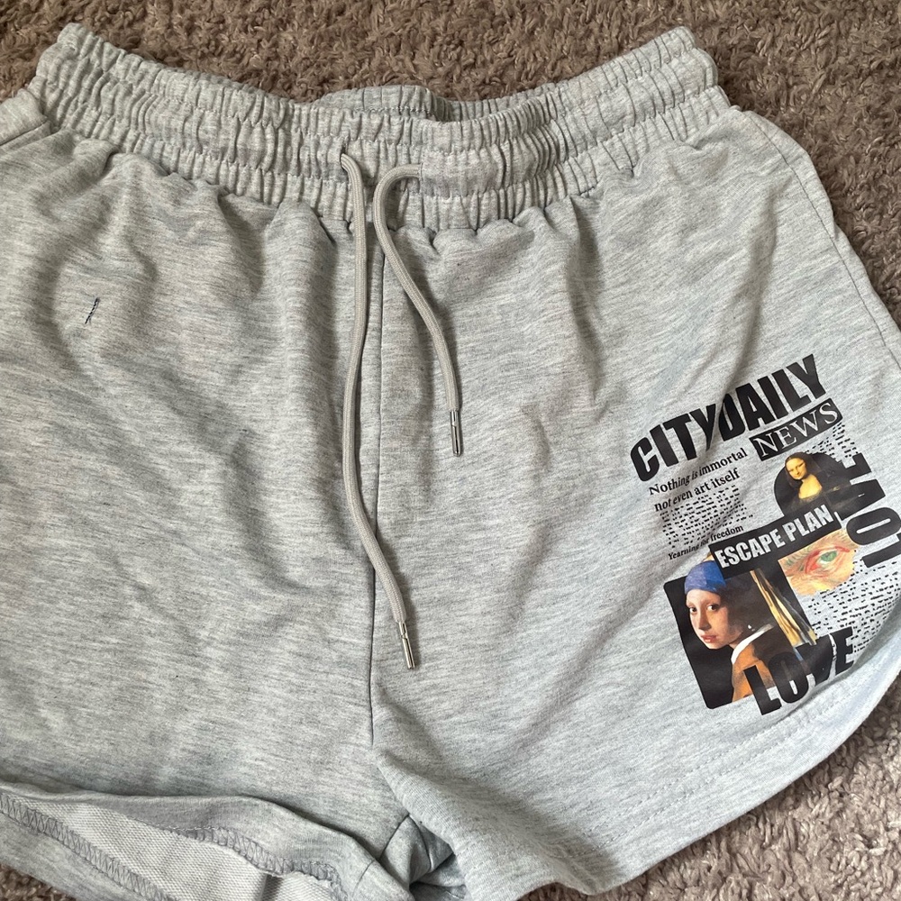 Gray Graphic Print Shorts